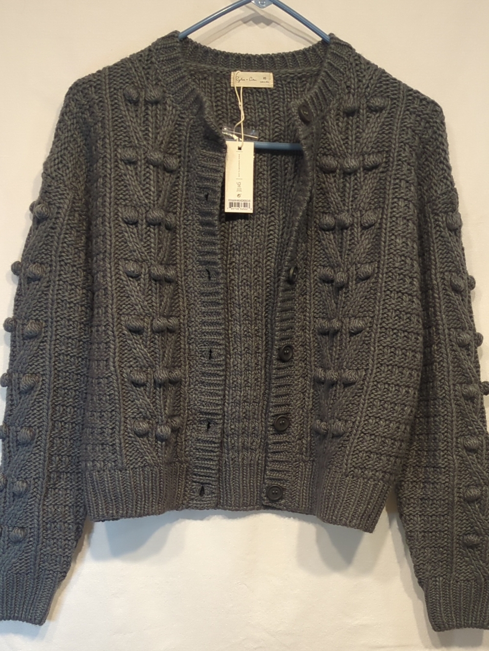 Rylee + Cru Blue Bobble Knit Cardigan